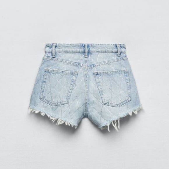 ZARA TRF RHINESTONE CURVED SHORTS - Picture 5 of 9